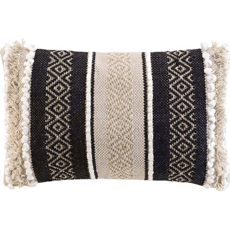Homemaison – Mehrfarbiges Ethno-Kissen 30 x 50 cm – Baumwoll-Jute-Mischgewebe – Abnehmbarer Bezug mit Reißverschluss – Füllung aus recycelten Polyesterfasern (1/5)