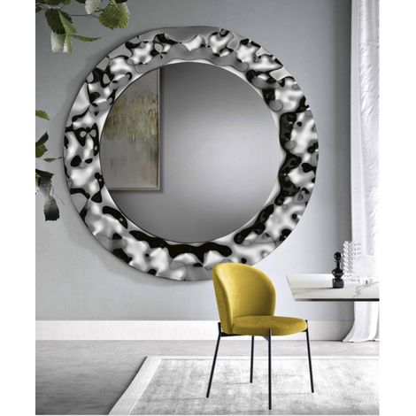 Specchio tondo DANCE con cornice in vetro mosso D180 cm Fume' (1/3)