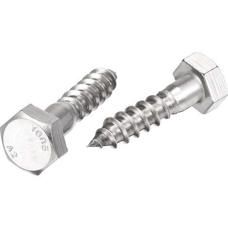 Tire-fond Hexagonal M10x40mm - Lot de 10 - Acier Inox 304 - Fixation Bois Robuste - Charpente et Menuiserie - Argenté (1/5)