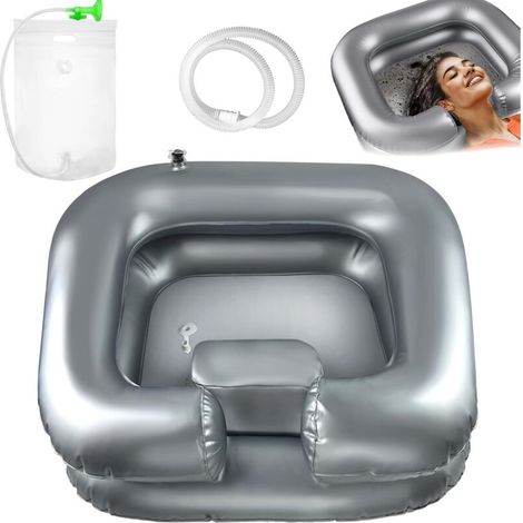 Lavabo à Cheveux Gonflable, Avec pommeau de douche et sac à eau, Bassin Gonflable pour Laver, Bac à shampoing gonflable, Système de douche, Grande vasque gonflable, Portable Lavabo Gonflable