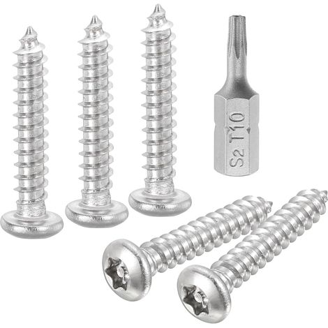 M3 x 16mm Vis à Tête Bombée Torx de Sécurité en Acier Inoxydable 304, 30 Pièces Vis Autotaraudeuses Résistantes au Vandalisme, Vis à Bois Antivol avec Embout T10 (Argent) (1/5)