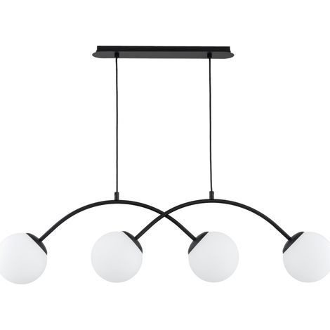 Suspension moderne noire globes blancs 4xE14 Alfa BESTER (1/2)
