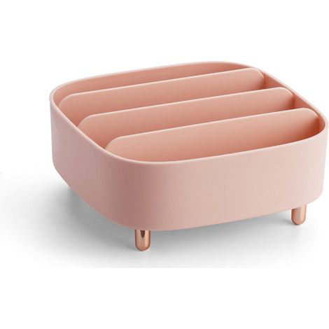 Desktop Luxury Cosmetics Storage Box, Eyebrow Pencil Lipstick, Eye Shadow Lip Glaze Desktop Shelf - Pink Square (1/5)