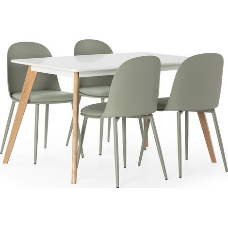 Juego de mesa 120x80 cm y 4 sillas de comedor Kana color Verde (1/5)
