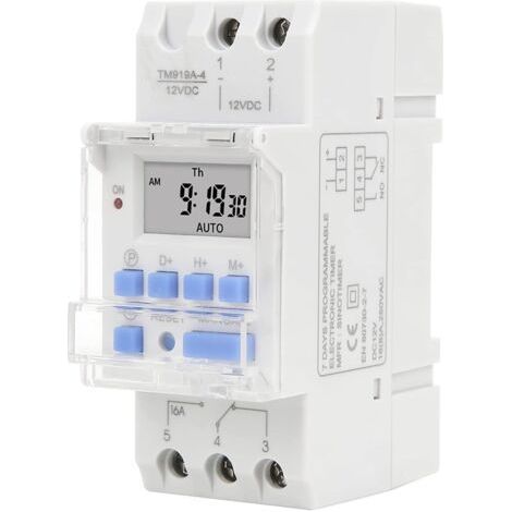 Minuterie TM919A-4 12 V, relais temporisé avec écran LCD et compte à rebours, batterie amovible, 12 V CC, 16 A (1/5)