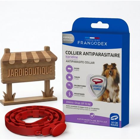 Collier Antiparasitaire Icaridine Rouge 50 cm pour Chien (10-30 kg) - Francodex