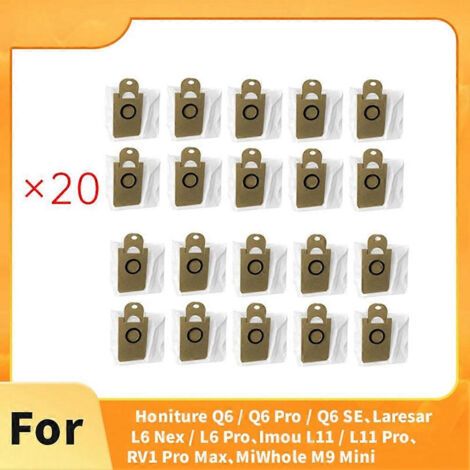 NALOOKAMIC Sac à poussière pour aspirateurs Honiture Q6 / Q6 Pro / Q6 SE, Laresar L6 Nex / L6 Pro, Imou L11 / L11 Pro, RV1 Pro Max et MiWhole M9 Mini.