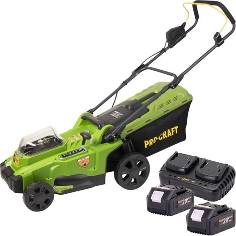 Procraft PLM20bb Tondeuse à gazon sans fil 40 V ( 2x 20 V ) 370 mm Brushless + 2x batterie 4,0 Ah + chargeur
