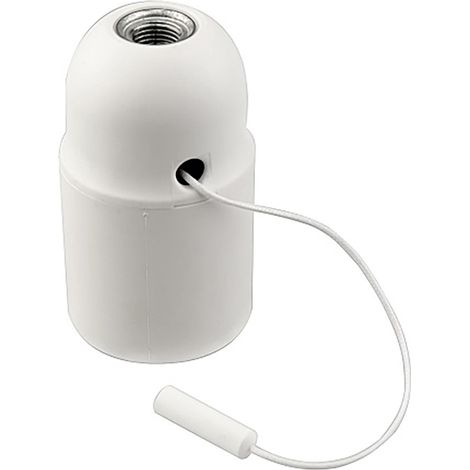 Portalamparas roscado liso con tirador e27 blanco (1/2)