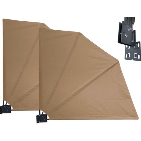 2 Stück Sichtschutz Fächer 115 x 115 cm EASY MOUNT BEIGE Blickdicht Balkon Trennwand Windschutz Sonnenschutz (1/5)