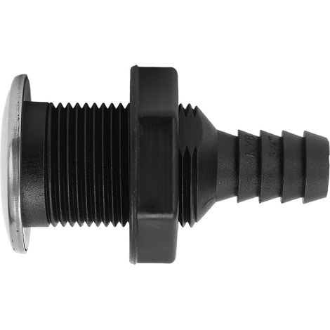 Bonde de pont 3/4in Évacuation Coque Droite Noir avec Grille Inox 316 pour Bateaux Yachts Navires (1/5)