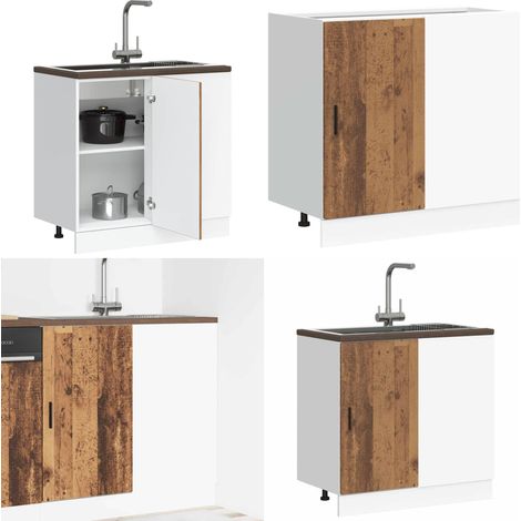 vidaXL Meuble bas du lavabo vieux bois bois d'ingénierie (1/5)