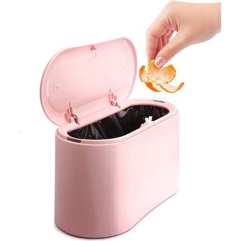 Mülleimer Robust Küchenarbeitsplatten-Mülleimer Mini-Mülleimer Schreibtisch-Mülleimer Tisch-Mülleimer Kunststoff-Mülleimer Badezimmer-Mülleimer Rosa (1/5)