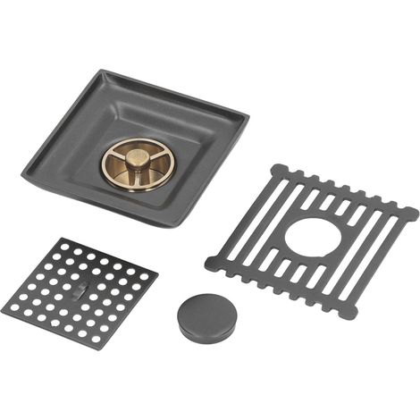 Avis de sol carré 4 pouces anti-odeur anti-insectes, bonde peu profonde avec noyau en cuivre pur pour salle de bain, toilettes, balcon (1/5)