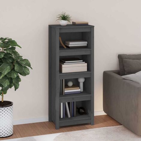 vidaXL Book Cabinet Grey 50x35x125,5 cm Solid Wood Pine (1/5)