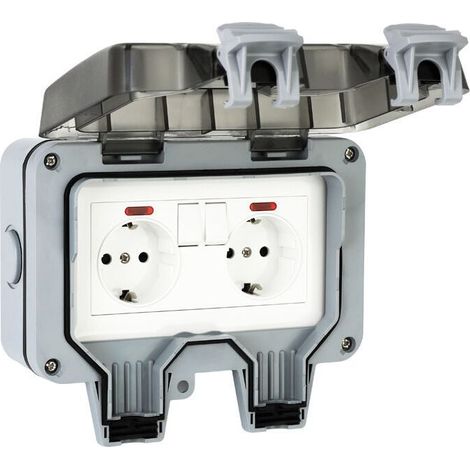 Waterproof IP66 Outdoor Socket with Switch, Waterproof Junction Box, Double Wall Outdoor Socket for Kitchen, Bathroom, Garage, Pool and Garden (1/5)