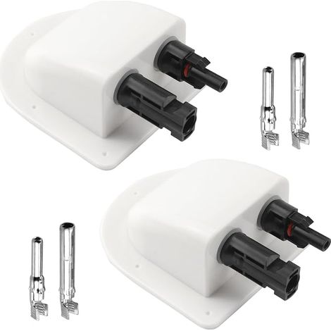 Passe Toit Solaire Passe-Câble de Toit Solaire Boîte Passe Câble Double Passe Toit Camping Car Camping-car Bateaux Caravanes Presse-étoupe D'entrée Passe Cable en ABS Blanc