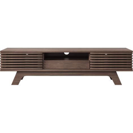 Meuble tv 150x35x44 cm style vintage avec 2 portes et 1 tiroir, finition bois ancien, design rétro (1/5)