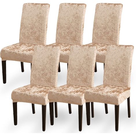 Housse de chaise - Élastique - Pour chaises de cuisine et salle à manger - 6 pièces - Blanc (1/4)