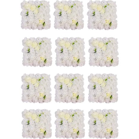 Paneles de pared florales, diseño 3D de seda, fácil montaje, blanco. (1/2)
