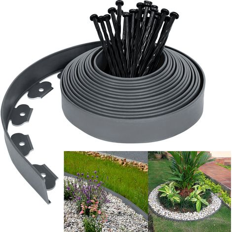 AUFUN Bordure de pelouse Flexible en Plastique 10mx5cm avec 30 ancrages au Sol pour l'ancrage (1/5)