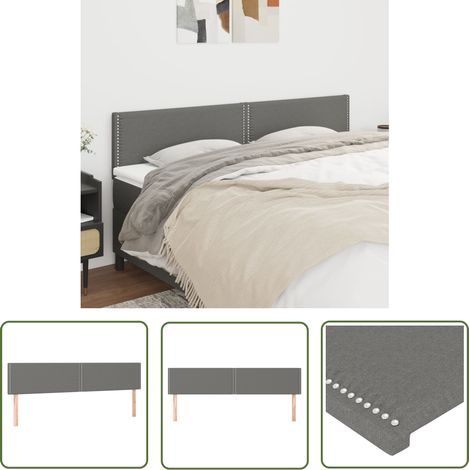 Têtes de lit 2 pcs Gris foncé 100x5x78-88 Tissu (1/5)