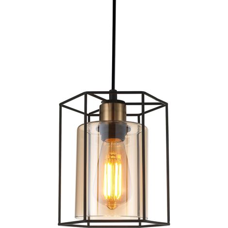 Italux Kalula Lámpara de Techo Colgante Industrial, Retro 1 Luz Linternas, E27 (1/2)