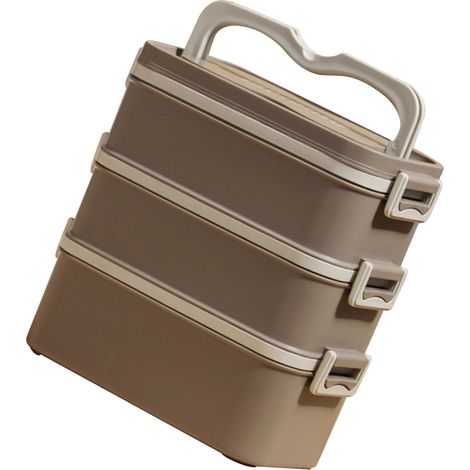 Lunchbox im japanischen Stil, modernes minimalistisches Design, mehrere Fächer, Edelstahl 304, braun. (1/5)