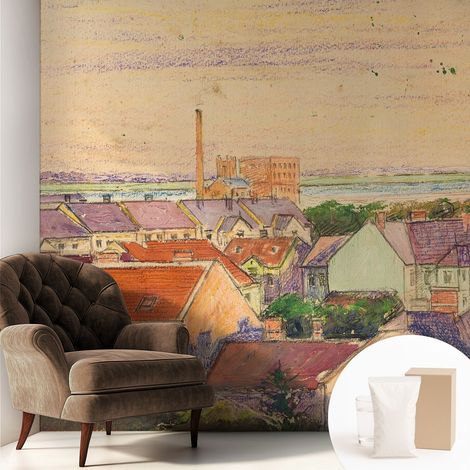Newroom Tapete Dekorative Vliestapete mit Kleber Modern für Wohnzimmer Schlafzimmer Stadthäuser 250x250 cm (1/5)