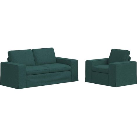 Ensemble de Canapés 2 pcs  Salon de jardin Vert foncé 182 x 80 x 82 cm tissu