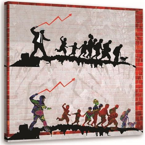 Tableau sur toile Banksy art de rue 60x60 (1/5)