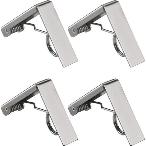 Pinces Nappe en Acier Inoxydable 4 Pièces, Fixe Nappe à Ressort, Anti Glissant pour Restaurant, Fêtes & Pique Nique (Clips Ta (1/4)