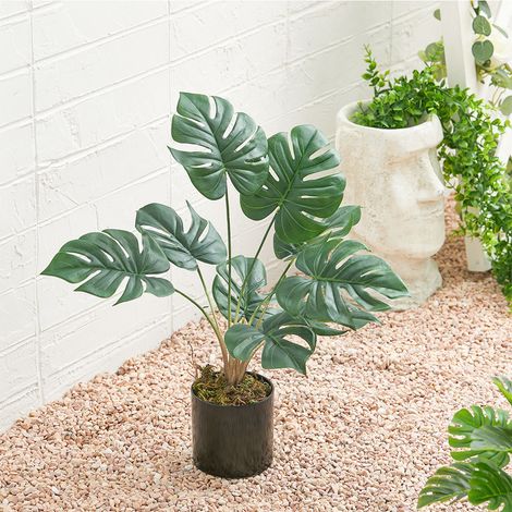 Artificial Outdoor Garden Green Plants with Plastic Pot, Monstera Deliciosa (1/5)