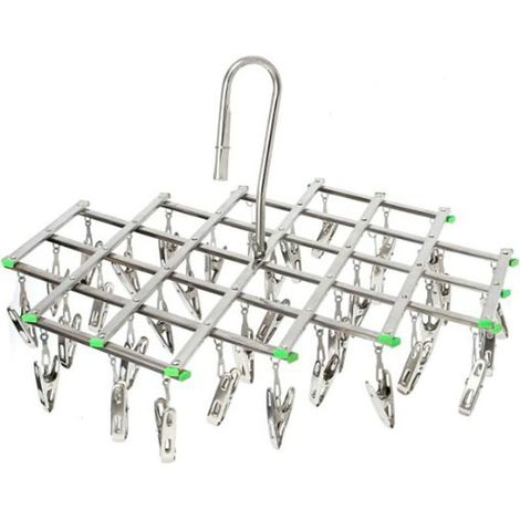 en acier inoxydable 35 Clips Séchoir, économie d'espace Cintre, Smart Crochet Motif d'éviter les soufflant Away, piquets de séchage pour chaussettes (1/5)