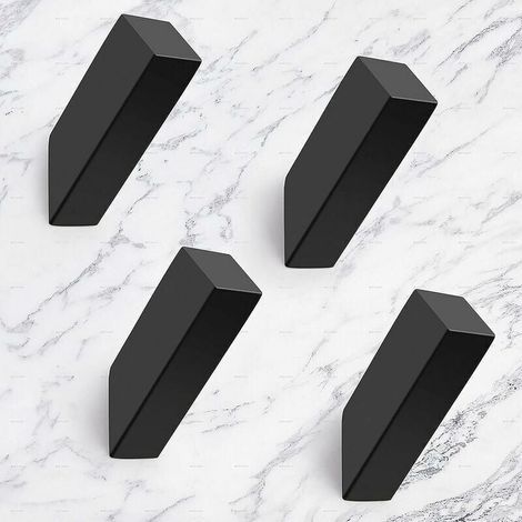 Juego de 4 ganchos de pared resistentes de acero inoxidable SUS 304 negro mate para baño, dormitorio, entrada, perchero, vestidor, garaje, montaje en pared. (1/4)