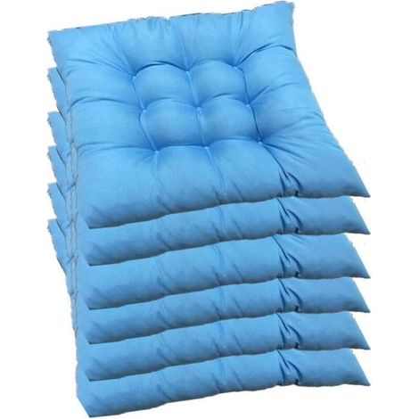 Ecleanfy - Coussins de chaise - AIMOONSA - Coussins carrés 40 x 40 cm - Capitonnés matelassés - Lot de 6 - Bleu (1/5)