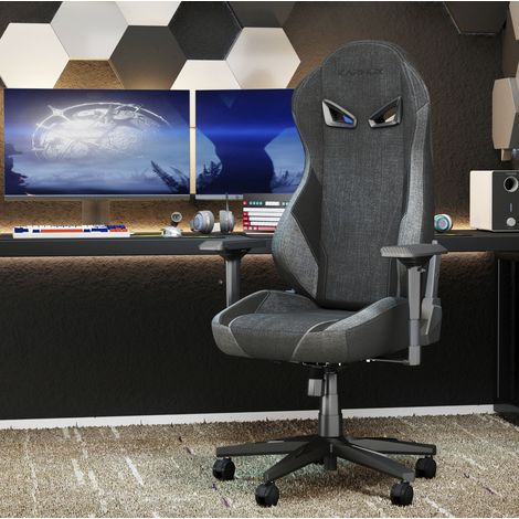 Silla de oficina ergonómica 60x53x122-132 cm de tela gris oscuro reclinable FloraGrace (1/5)