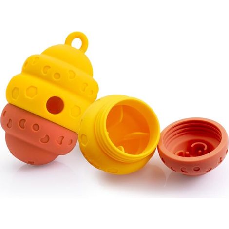 Juguete para cachorros, rompecabezas de silicona, mini dispensador de golosinas de lamido lento, forma de panal, juguete interactivo para perros de razas pequeñas y medianas, amarillo y naranja (1/4)