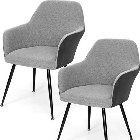 Lot de 2 housses de chaise extensibles avec accoudoirs, gris clair et gris foncé (1/5)