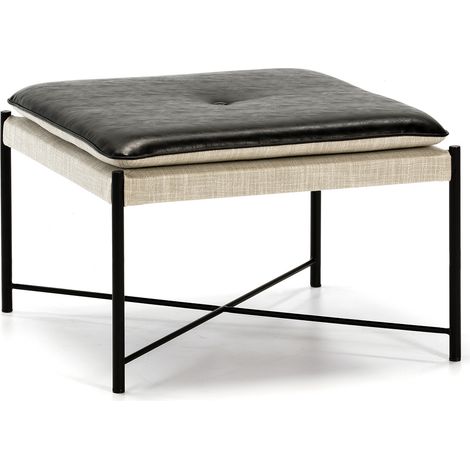 Puff 60x60x41 Black Metal/Grey Stoff/Schwarze Ledermöbel/Sofas/Bänke für alle Stile, um zu Hause eine Note zu verleihen (1/4)