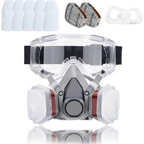 Masque de protection à gaz réutilisable – Filtres en coton remplaçables – Pour travaux de peinture et produits chimiques – Ajustement hermétique (1/5)