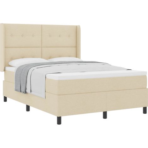 Maison Exclusive - Lit à ressorts avec coussin Crème 190 x 140 cm tissu (1/5)