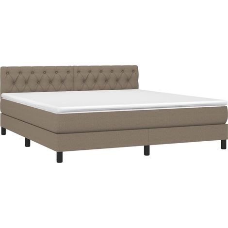 Sommier à lattes de lit avec matelas Taupe 160x200 cm Tissu vidaXL (1/5)