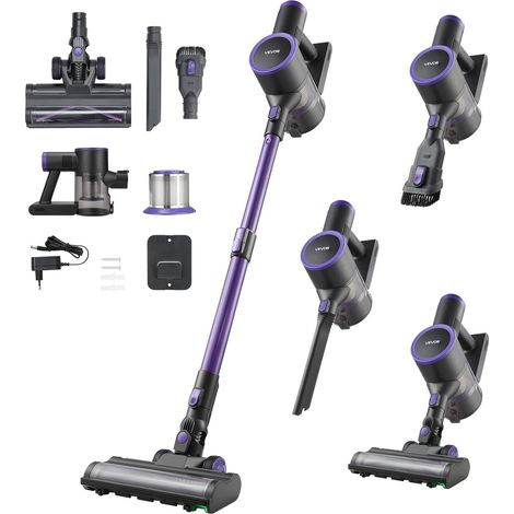 Aspirateur Balai sans Fil à Aspiration Puissante 25 kPa, Aspirateur Laveur Rechargeable Anti-enchevêtrement avec Bac à Poussière, Léger avec Autonomie de 35 Minutes, pour Tapis Poils Sols Durs (1/5)