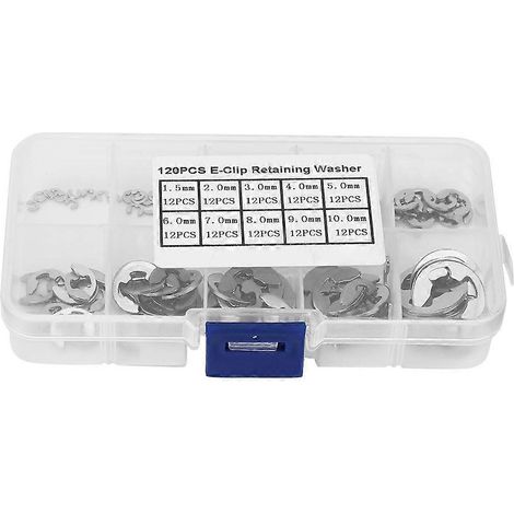 Kit de 120 circlips en acier inoxydable 304, clips de retenue, diamètres 1,5 mm et 10 mm. (1/4)