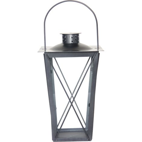 Lanterne conique L en fer - Argenté - H 33,5 cm - Livraison gratuite