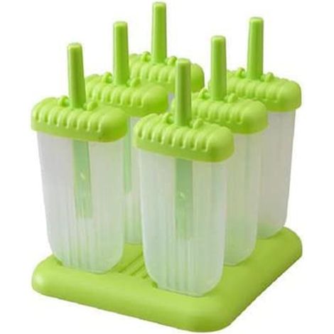 Moule À Glace - 6 Unités - PP Alimentaire - 6 x 5,5 x 6,5 Pouces - Pour Glaces, Gelées Et Yaourts - Rose Vert Bleu (1/5)