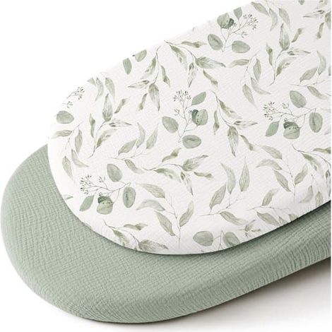 Lot de 2 draps-housses en mousseline pour berceau bébé - 80 x 40 cm - Drap-housse - Matelas pour poussette - Coton - Housse de matelas bébé - Doux - Housse de matelas à langer (1/5)