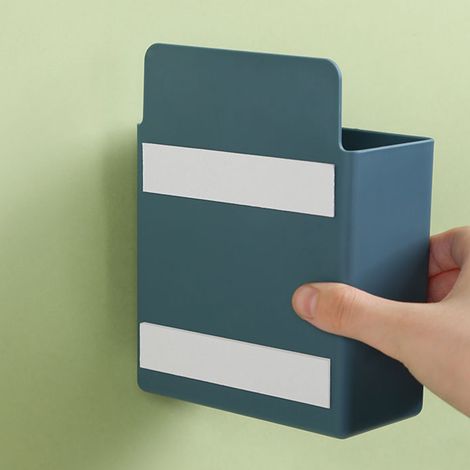 Boîte de rangement murale multifonctionnelle et peu encombrante en ABS étanche, sans perçage, pour salle de bain et cuisine, bleu foncé. (1/5)