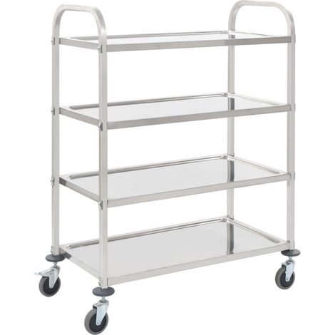 Carrito de cocina de 4 alturas acero inoxidable 107x55x125 cm vidaXL (1/2)